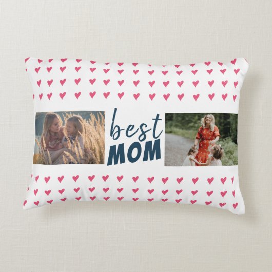 ピンクモダンのハートパター最高のンフレンド2 Photo アクセントクッション (裏面)