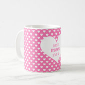 ピンクモダンのハートパタ最高のーンのママ コーヒーマグカップ (正面左)