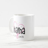 ピンクモダンのハートママ・キッズが母の日を名付ける コーヒーマグカップ (正面左)