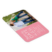 ピンクモダンのハート結婚の写真の日付を保存 マグネット (右側)