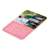 ピンクモダンのハート結婚の写真の日付を保存 マグネット (左側)