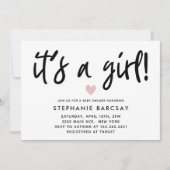 ピンクモダンのハート赤ちゃんシャワー 招待状 (正面)