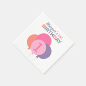 ピンクモダンのバカラフルルームズの最初の誕生日パーティー スタンダードカクテルナプキン (角)