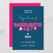 ピンクモダンのバチェロレッテ日程 招待状 (正面/裏面)