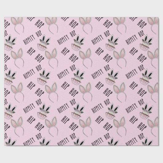 ピンクモダンのバニーイヤーイースターキュートガーリーカップケーキ ラッピングペーパー (フラット)