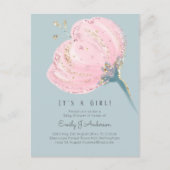 ピンクモダンのバラが女の子の赤ちゃんシャワー ポストカード (正面)