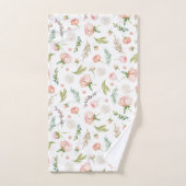 ピンクモダンのバラのつぼみ花模様 バスタオルセット (ハンドタオル)