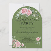 ピンクモダンのバラの台本の写真卒業 招待状 (正面)