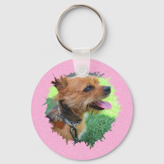 ピンクモダンのパタカスタムーンに文字と2枚の写真 キーホルダー (裏面)