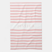 ピンクモダンのパタストライプのーン名 キッチンタオル (縦)