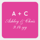 ピンクモダンのパーソナライズされた披露宴 スクエアシール (正面)