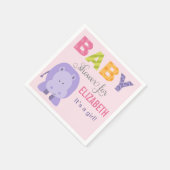 ピンクモダンのヒッポジャングル動物ガールベビーシャワー スタンダードカクテルナプキン (角)