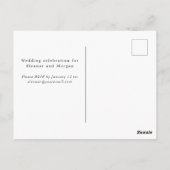 ピンクモダンのピウルバラ縁ど結婚式招待状 ポストカード (裏面)