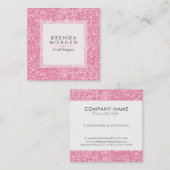 ピンクモダンのフェイクグリッター スクエア名刺 (正面/裏面)