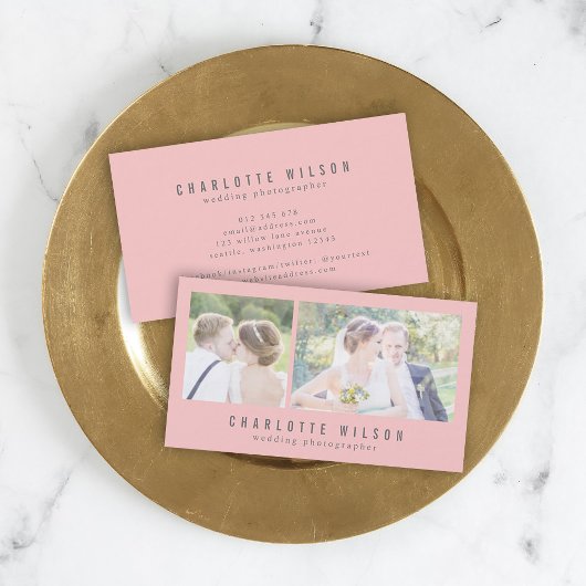 ピンクモダンのフォトグラファー2枚 名刺