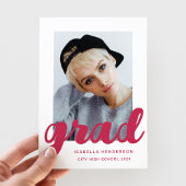 ピンクモダンのフォトスクリプトの卒業 案内状