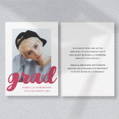 ピンクモダンのフォトスクリプトの卒業 案内状