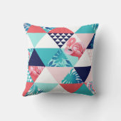 ピンクモダンのフラミンゴ枕を持つ熱帯の葉 クッション (裏面)