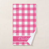 ピンクモダンのフランスのバラ白バッファローのチェック バスタオルセット (ハンドタオル)