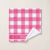 ピンクモダンのフランスのバラ白バッファローのチェック バスタオルセット (ウォッシュタオル)