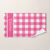 ピンクモダンのフランスのバラ白バッファローのチェック バスタオルセット (ハンドタオル)