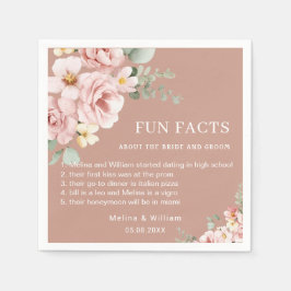 ピンクモダンのフローラおもしろい事実結婚の スタンダードカクテルナプキン