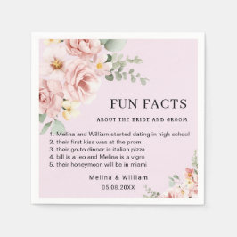 ピンクモダンのフローラおもしろい事実結婚の スタンダードカクテルナプキン