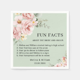 ピンクモダンのフローラおもしろい事実結婚の スタンダードカクテルナプキン