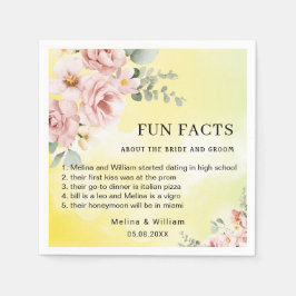 ピンクモダンのフローラおもしろい事実結婚の スタンダードカクテルナプキン