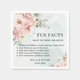 ピンクモダンのフローラおもしろい事実結婚の スタンダードカクテルナプキン