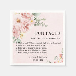 ピンクモダンのフローラおもしろい事実結婚の スタンダードカクテルナプキン