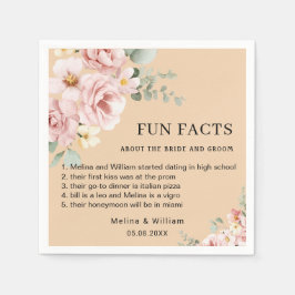 ピンクモダンのフローラおもしろい事実結婚の スタンダードカクテルナプキン