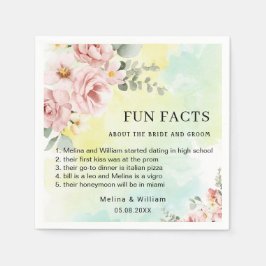 ピンクモダンのフローラおもしろい事実結婚の スタンダードカクテルナプキン