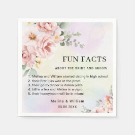 ピンクモダンのフローラおもしろい事実結婚の スタンダードカクテルナプキン