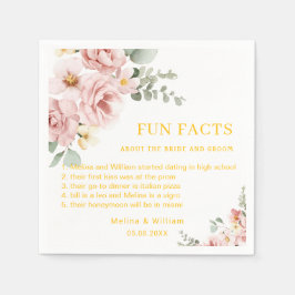 ピンクモダンのフローラおもしろい事実結婚の スタンダードカクテルナプキン