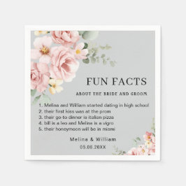 ピンクモダンのフローラおもしろい事実結婚の スタンダードカクテルナプキン