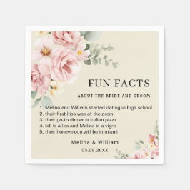 ピンクモダンのフローラおもしろい事実結婚の スタンダードカクテルナプキン