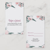 ピンクモダンのフローラの水の色は友人を参照 紹介カード (正面/裏面)