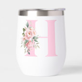 ピンクモダンのフローライニシャル名モノグラム (左面)