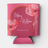 ピンクモダンのフローラサマー結婚ズ・アーチ 缶クーラー (正面)