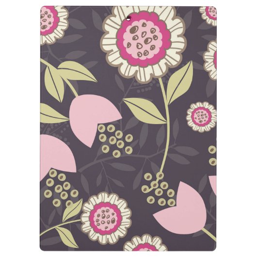 ピンクモダンのフローラチューリップパーソナライズされた模様 クリップボード (裏面)
