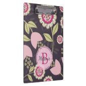 ピンクモダンのフローラチューリップパーソナライズされた模様 クリップボード (右)