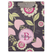 ピンクモダンのフローラチューリップパーソナライズされた模様 クリップボード (正面)
