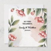 ピンクモダンのフローラデザイナサンキューカード サンキューカード (正面)