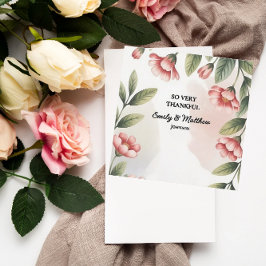 ピンクモダンのフローラデザイナサンキューカード サンキューカード