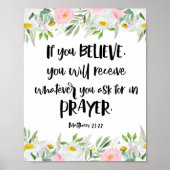 ピンクモダンのフローラマタイ聖書の詩 ポスター (正面)