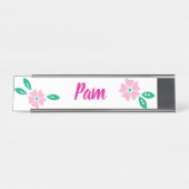 ピンクモダンのフローラ名 デスクネームプレート (正面)