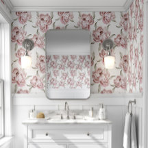 ピンクモダンのフローラ壁紙