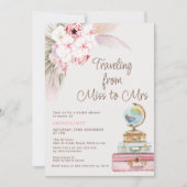 ピンクモダンのフローラ恋しく思のブライダルシャワー 招待状 (正面)