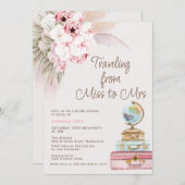 ピンクモダンのフローラ恋しく思のブライダルシャワー 招待状 (正面/裏面)